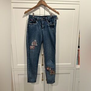 FDJ (French Dressing Jeans) Slim Leg Emblished Jeans Size 4 .